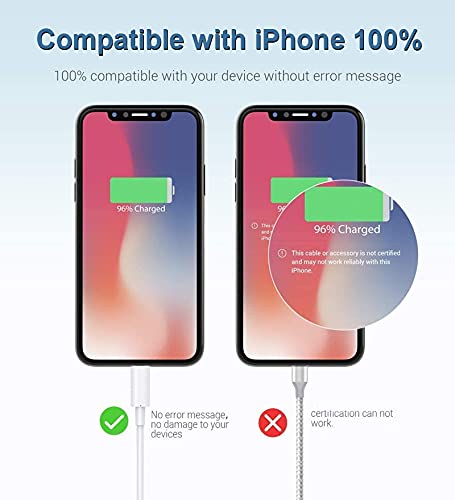 מטען iPhone, [Apple MFI Certified] 2Pack 3.3ft USB ל- Lightning Cable Power נתונים מהיר טעינה נתוני סינכרון תואם